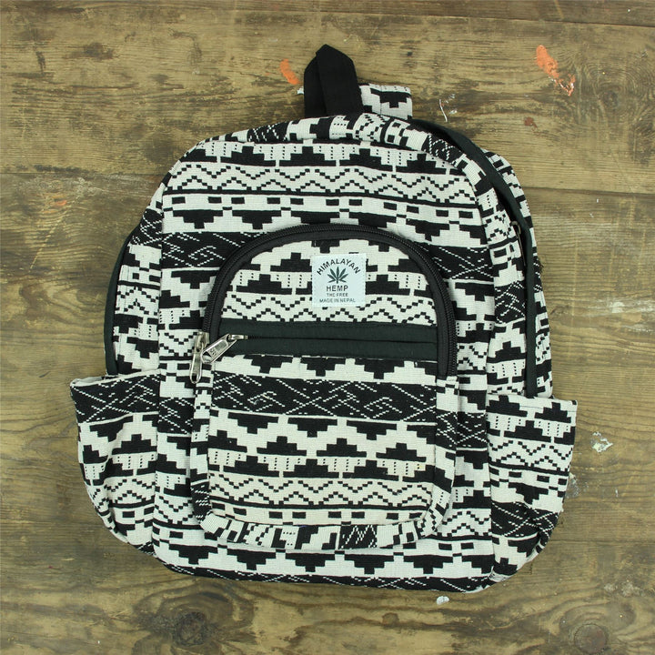 Himalayan Hemp Backpack - Black Zig Zag