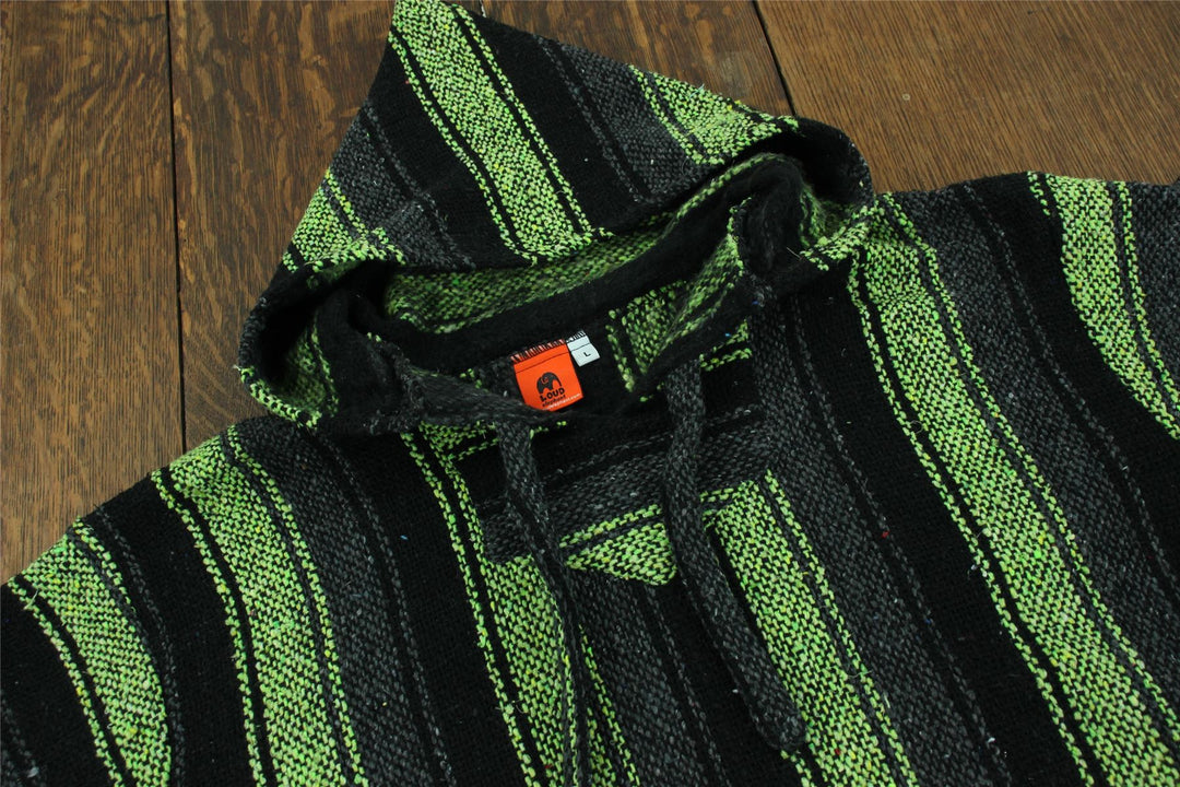 Recycled Mexican Baja Jerga Hoody - Neon Green