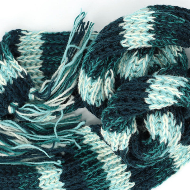 Hand Knitted Wool Scarf - SD Teal