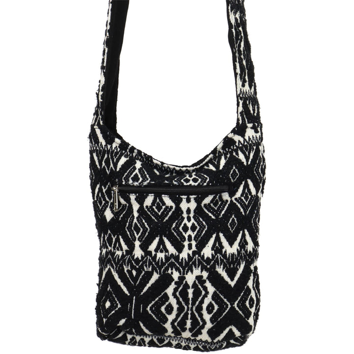 Cotton Canvas Sling Shoulder Bag - Black X