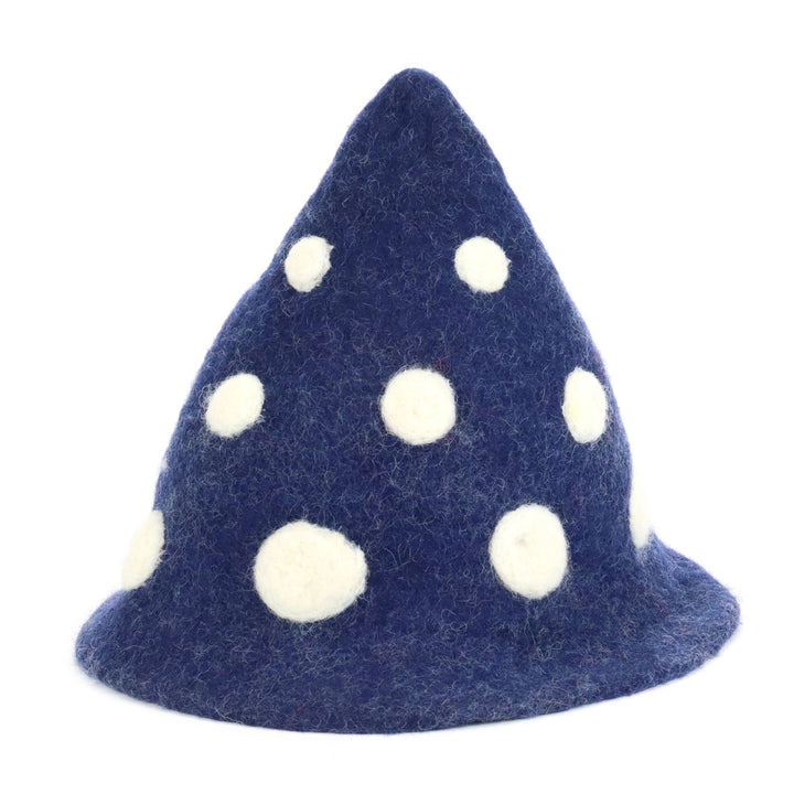 LoudElephant Handcrafted Wool Felt Hat from Nepal - Elf Navy Blue