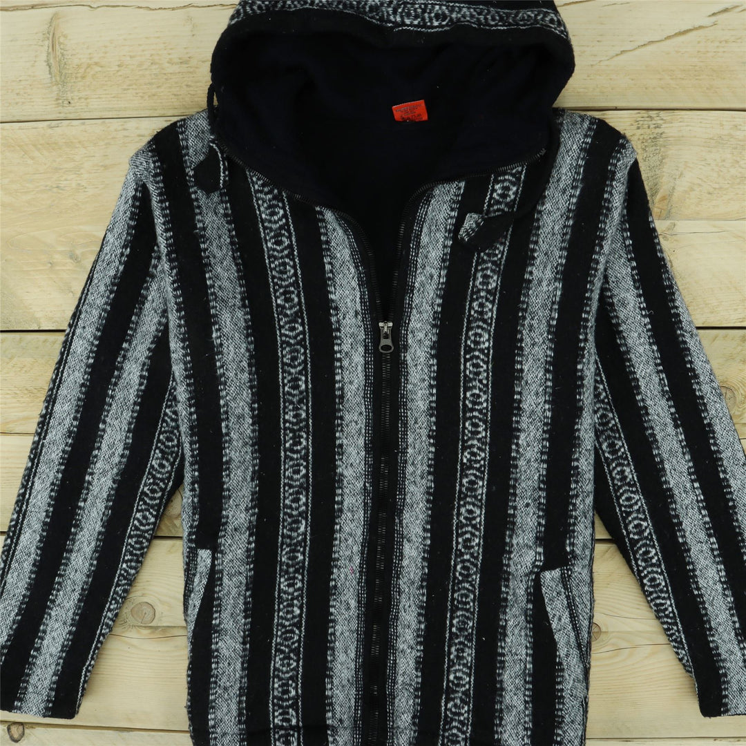 Brushed Gheri Cotton Hoodie Fleece Lined - Black White