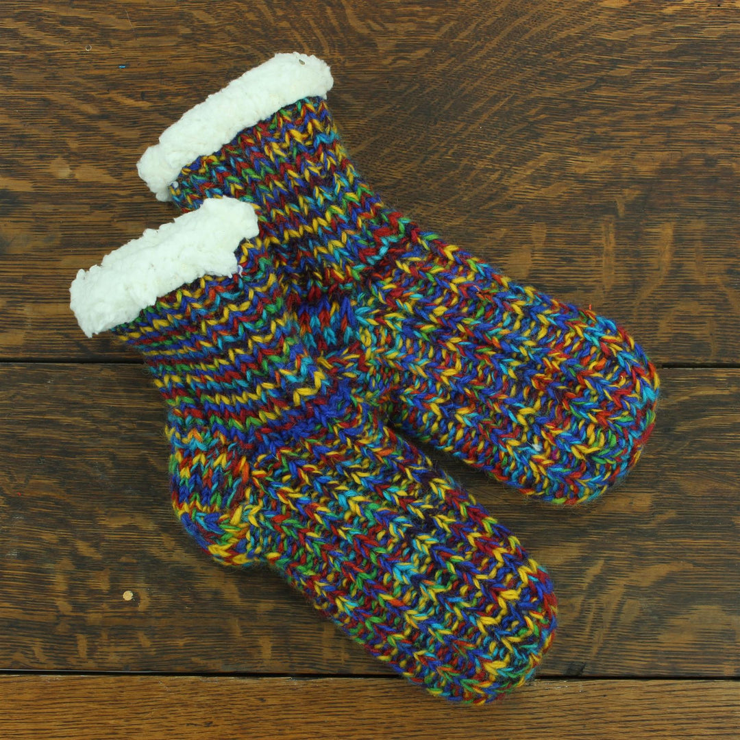 Hand Knitted Wool Ankle Socks - SD Rainbow Mix