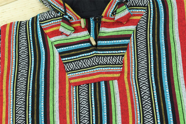 Woven Gheri Cotton Baja Hoodie - Mexican Diamond