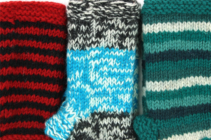 Hand Knitted Wool Arm Warmer - SD Light Blue Charcoal