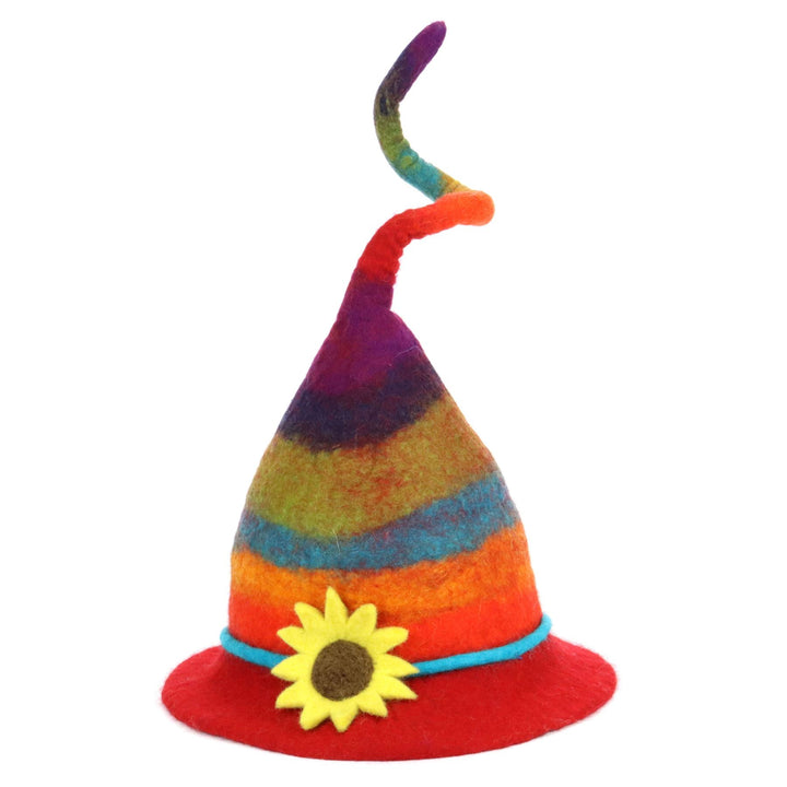 LoudElephant Handcrafted Wool Felt Hat from Nepal - Rainbow Flower