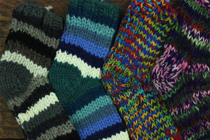 Hand Knitted Wool Ankle Socks - SD Rainbow Mix