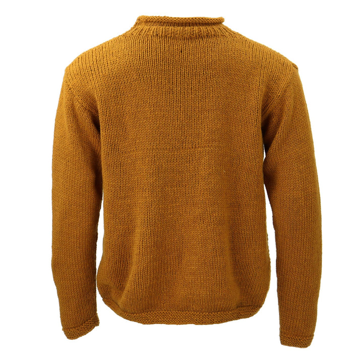 Hand Knitted Wool Jumper - Plain Mustard