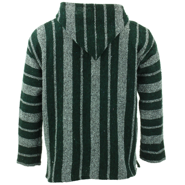 Recycled Mexican Baja Jerga Hoody - Black Green Grey