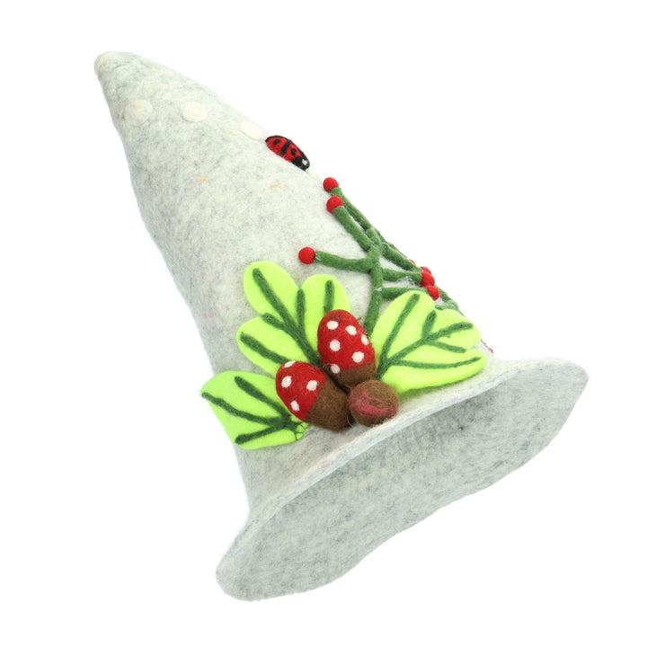 LoudElephant Handcrafted Wool Felt Hat from Nepal - Grey Ladybird