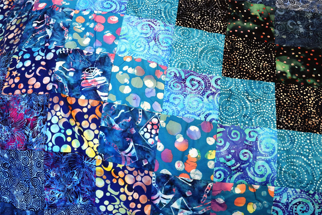 Handmade Quilted Patchwork Batik Printed Bedspread - Midnight