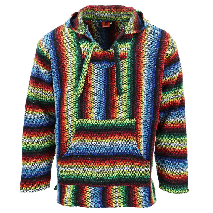 Recycled Mexican Baja Jerga Hoody - Neon Rainbow