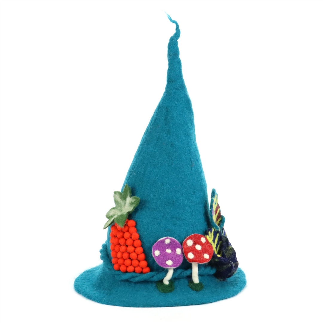 LoudElephant Handcrafted Wool Felt Hat from Nepal - Mystical Woodland Turquoise