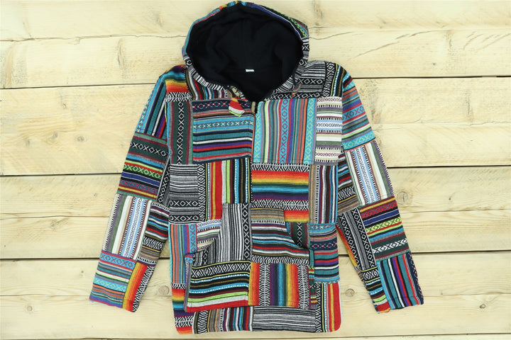 Woven Gheri Cotton Baja Hoodie - Patch Non-Brush