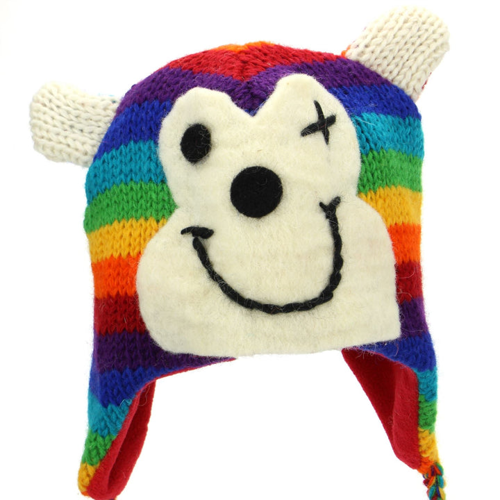 Wool Animal Hat - Rainbow Monkey