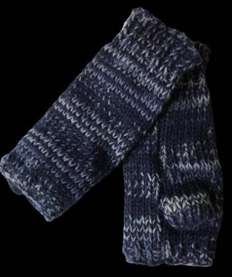 Wool Knit Fleece Lined  Wrist Warmers - SD Navy