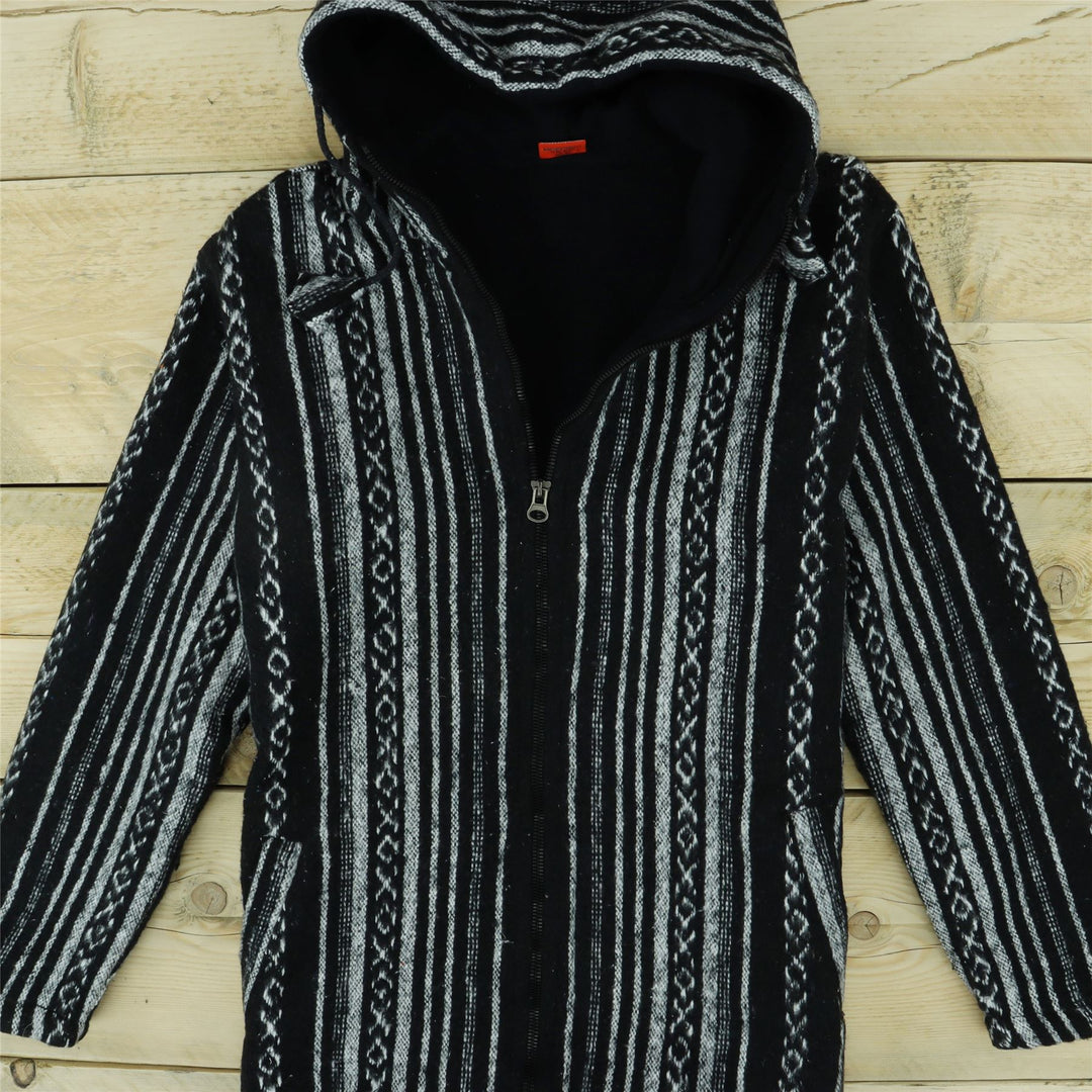 Brushed Gheri Cotton Hoodie Fleece Lined - Black Diamond