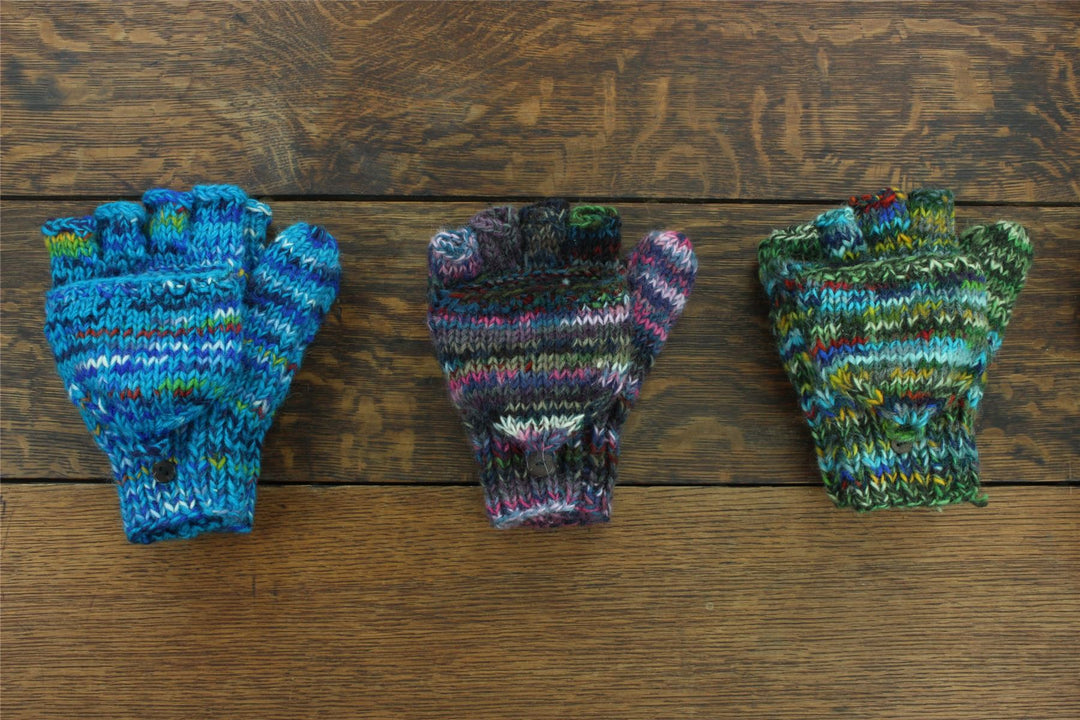 Hand Knitted Wool Shooter Gloves - SD Rainbow