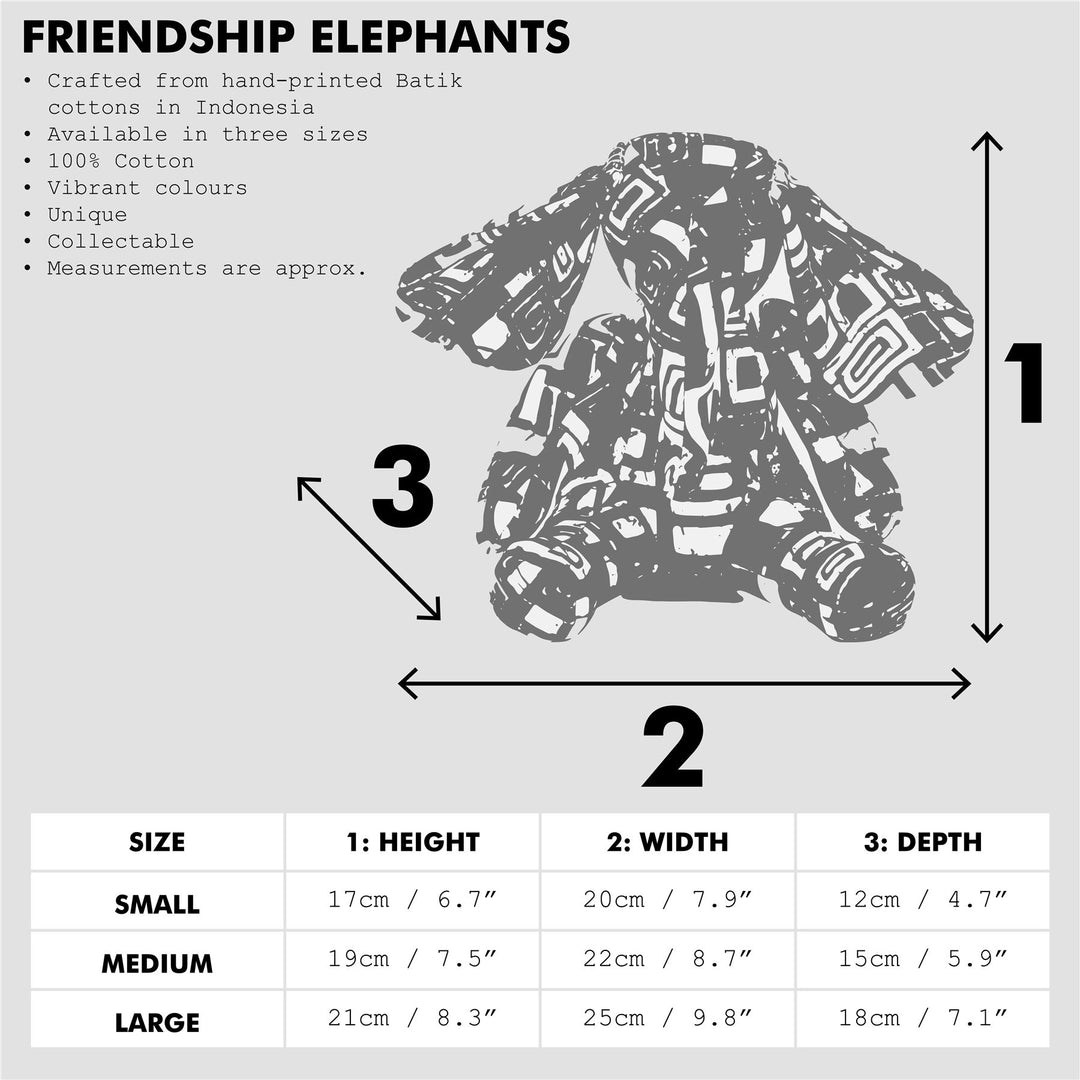 Batik Cotton Friendship Elephant - Grey Web