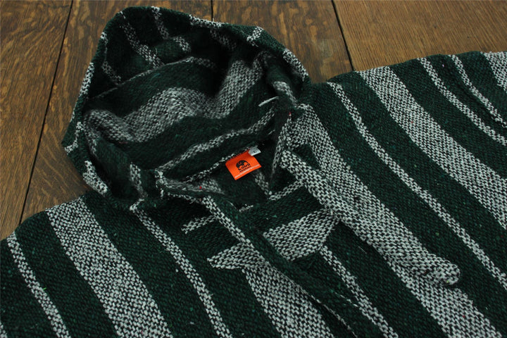 Recycled Mexican Baja Jerga Hoody - Black Green Grey