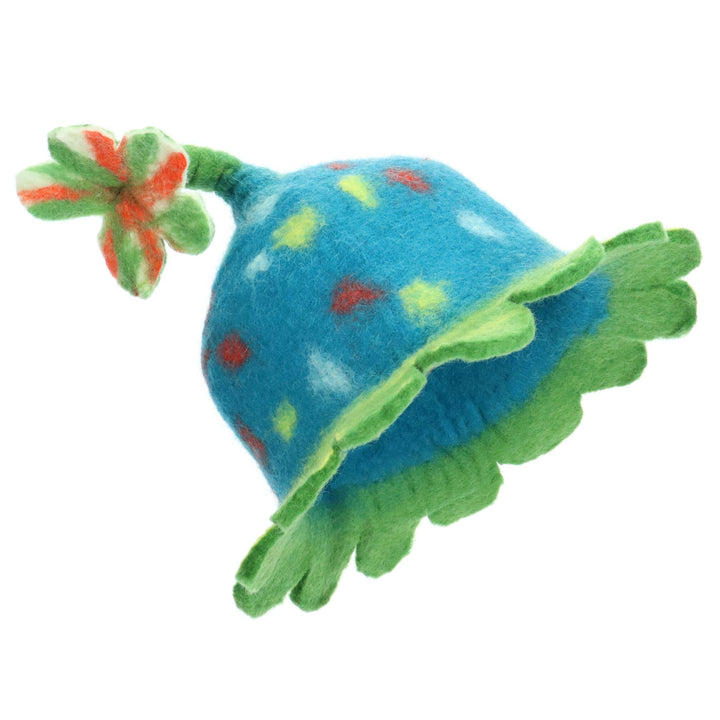 LoudElephant Handcrafted Wool Felt Hat from Nepal - Spotty Blue