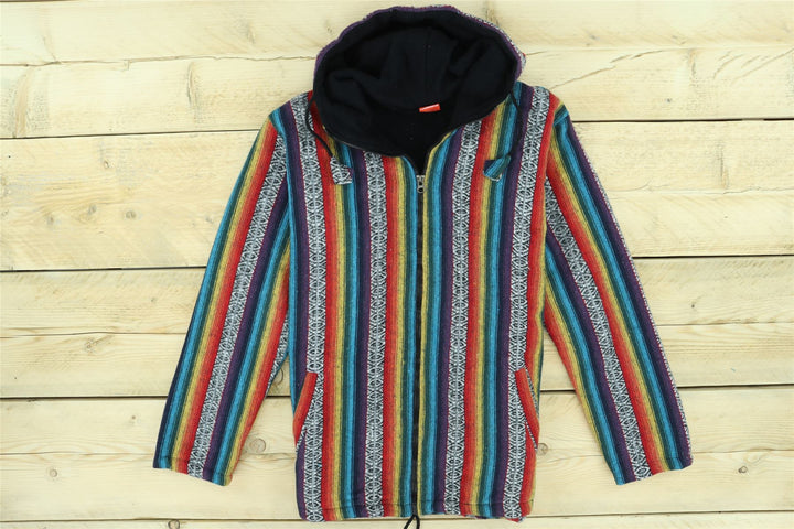 Brushed Gheri Cotton Hoodie Fleece Lined - Rainbow