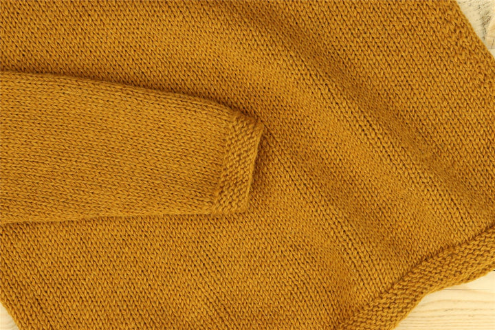 Hand Knitted Wool Jumper - Plain Mustard