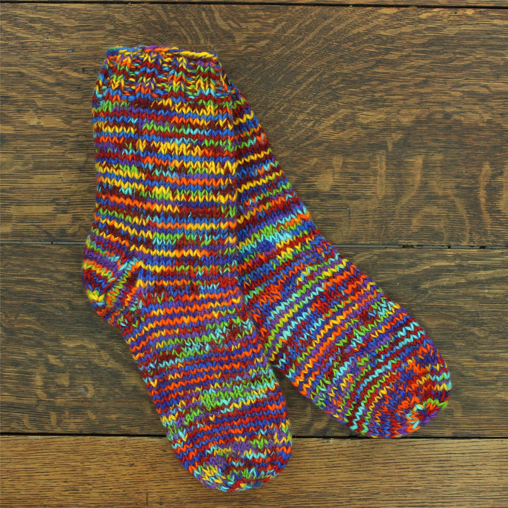 Hand Knitted Wool Ankle Socks - SD Rainbow