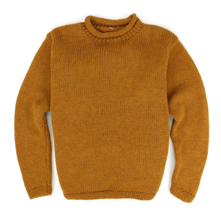 Hand Knitted Wool Jumper - Plain Mustard