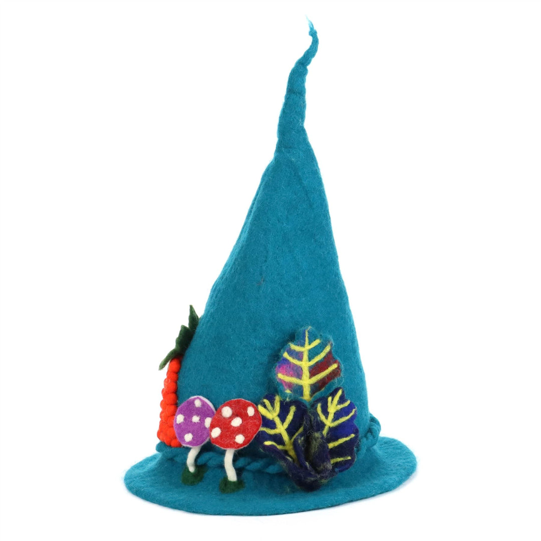 LoudElephant Handcrafted Wool Felt Hat from Nepal - Mystical Woodland Turquoise