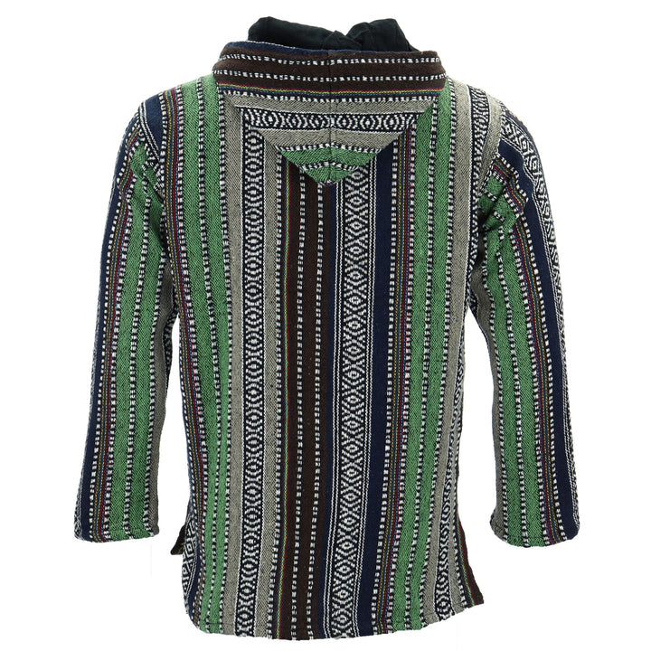 Woven Gheri Cotton Baja Hoodie - Green