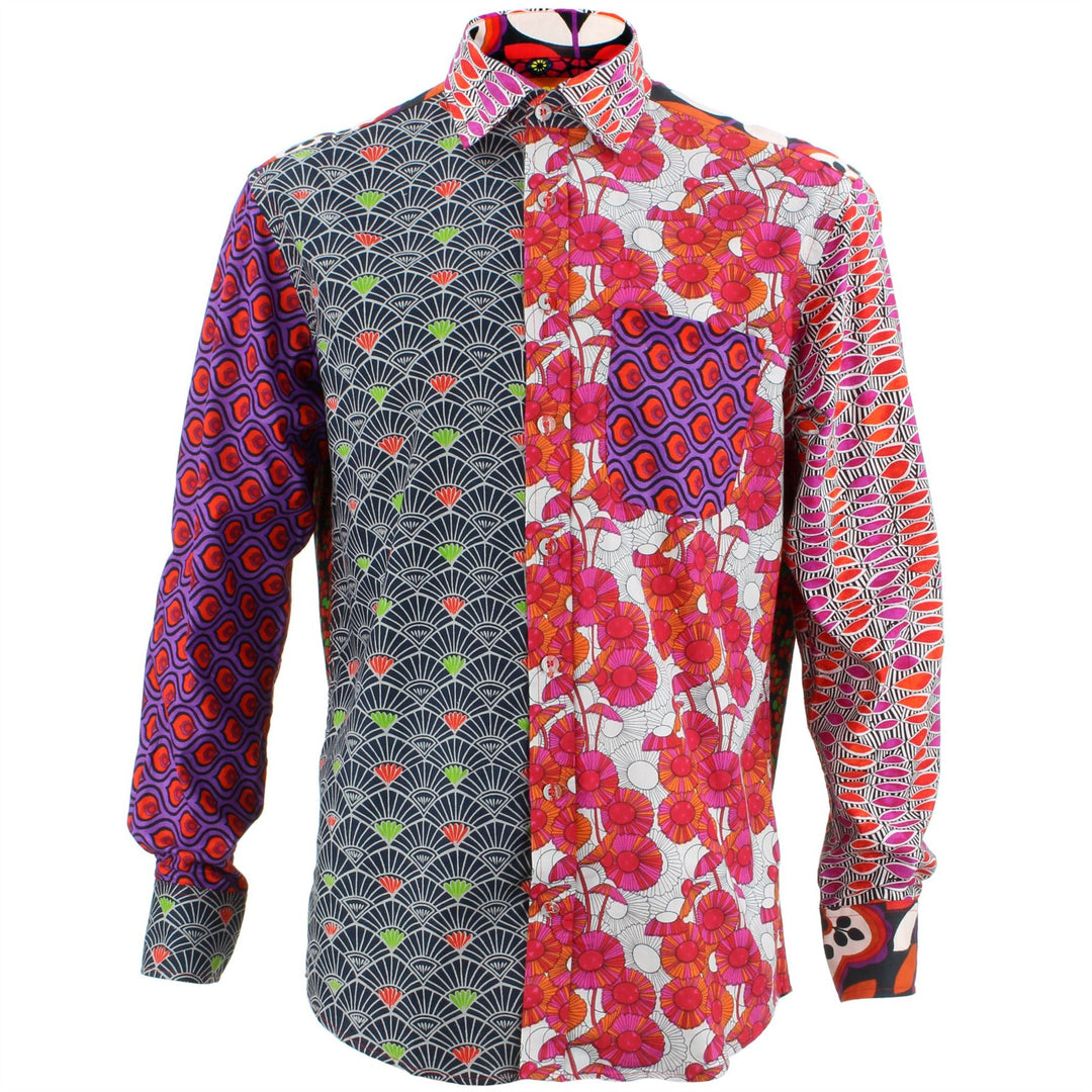 Regular Fit Long Sleeve Mixed Panel Shirt - Warm Mix