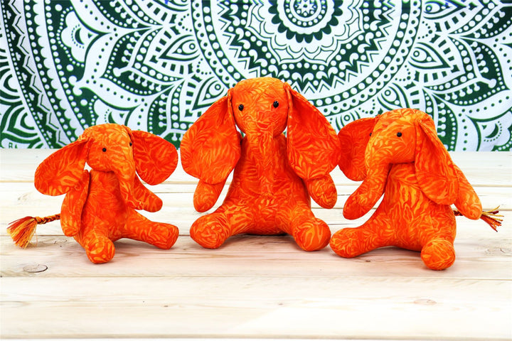 Batik Cotton Friendship Elephant - Orange Leaf