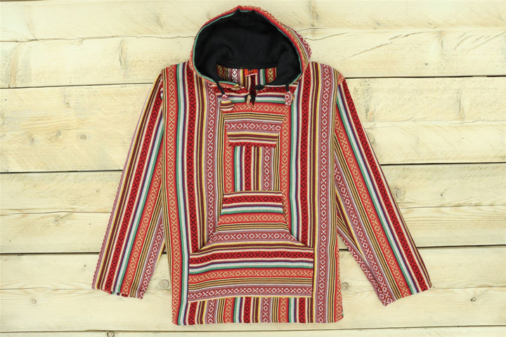 Woven Gheri Cotton Baja Hoodie - Blood Orange