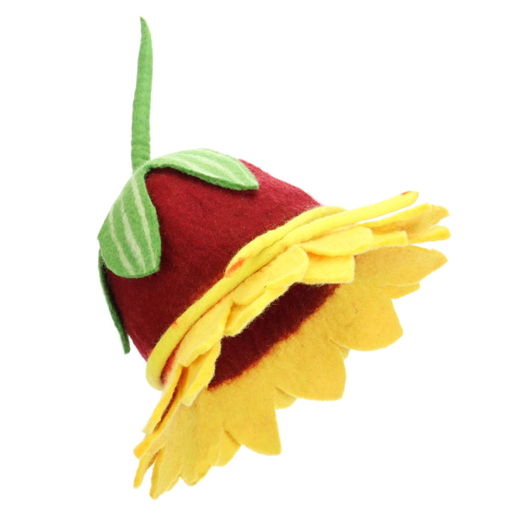 LoudElephant Handcrafted Wool Felt Hat from Nepal - Sunflower 2