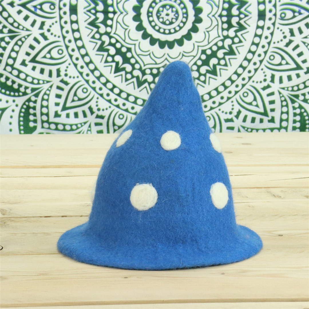 LoudElephant Handcrafted Wool Felt Hat from Nepal - Elf Denim Blue