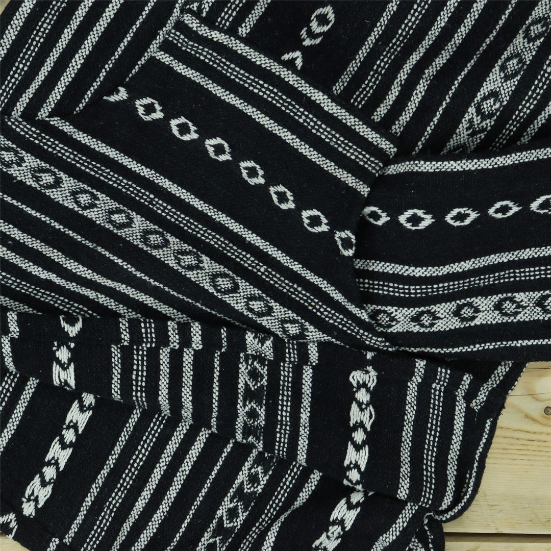 Woven Gheri Cotton Baja Hoodie - Black Diamond