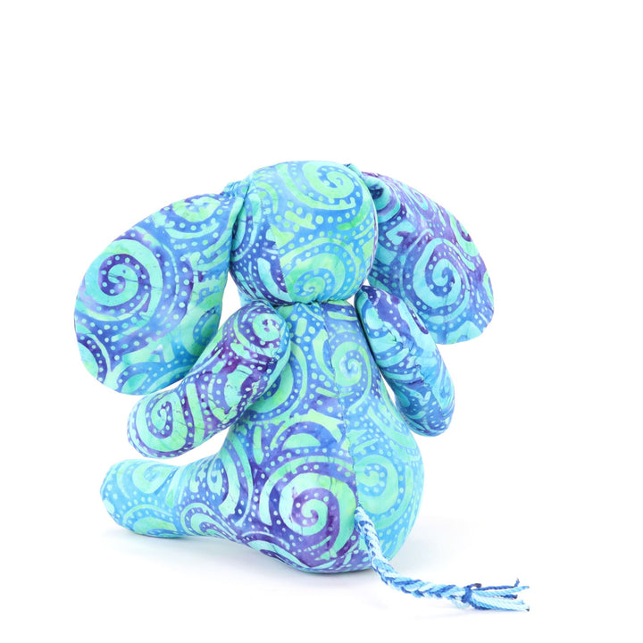 Batik Cotton Friendship Elephant - Blue Tribal Spiral