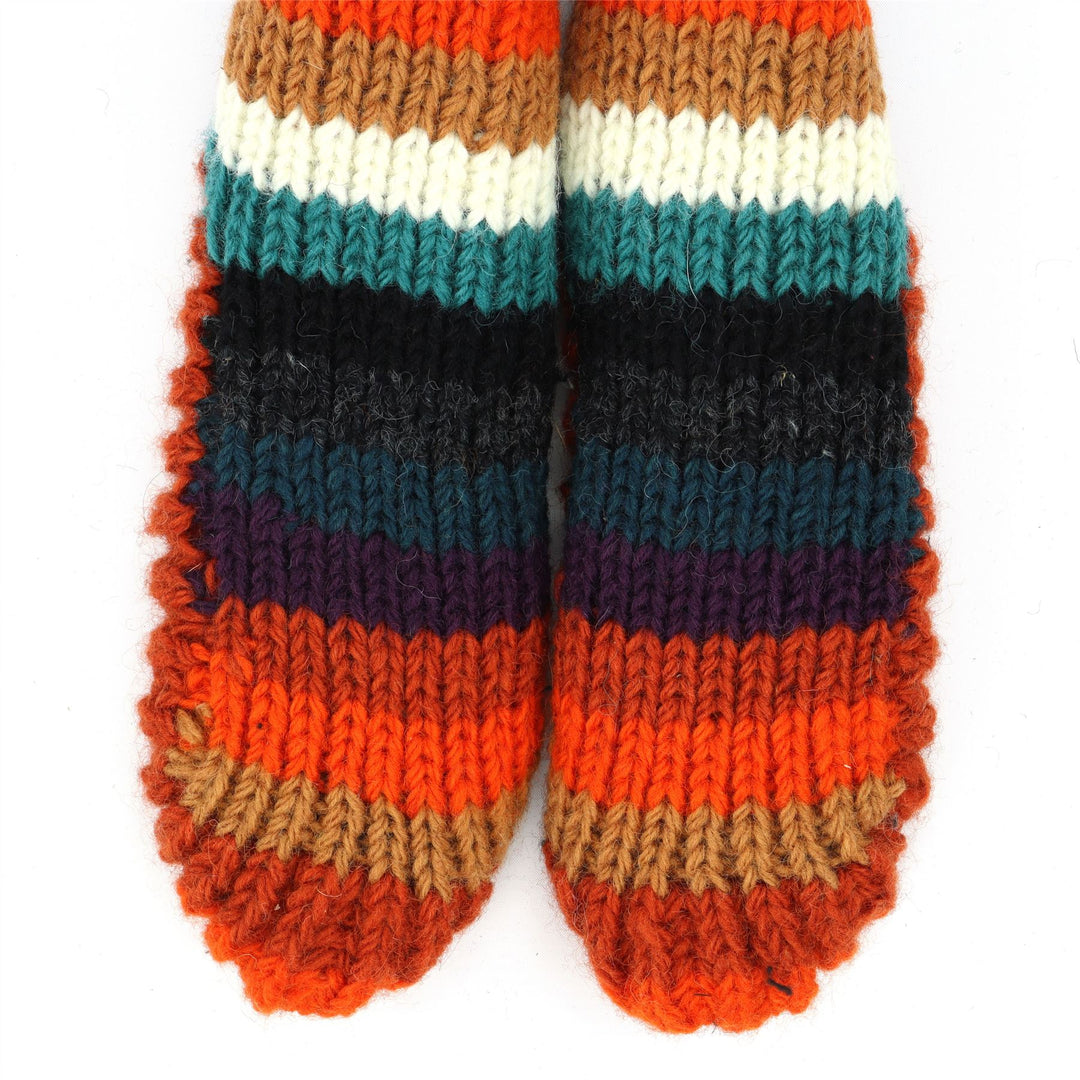 Hand Knitted Wool Slipper Socks - Stripe Anu