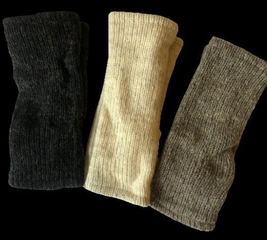 Wool Knit Fleece Lined  Wrist Warmers - Plain Charcoal