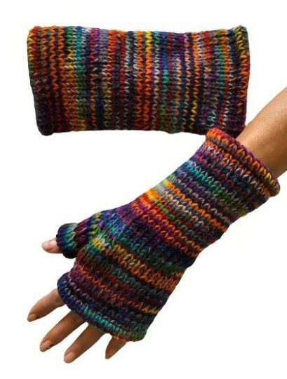 Wool Knit Fleece Lined  Wrist Warmers - SD Multi