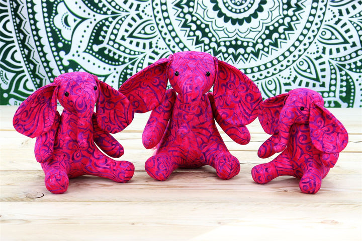 Batik Cotton Friendship Elephant - Pink Tribal