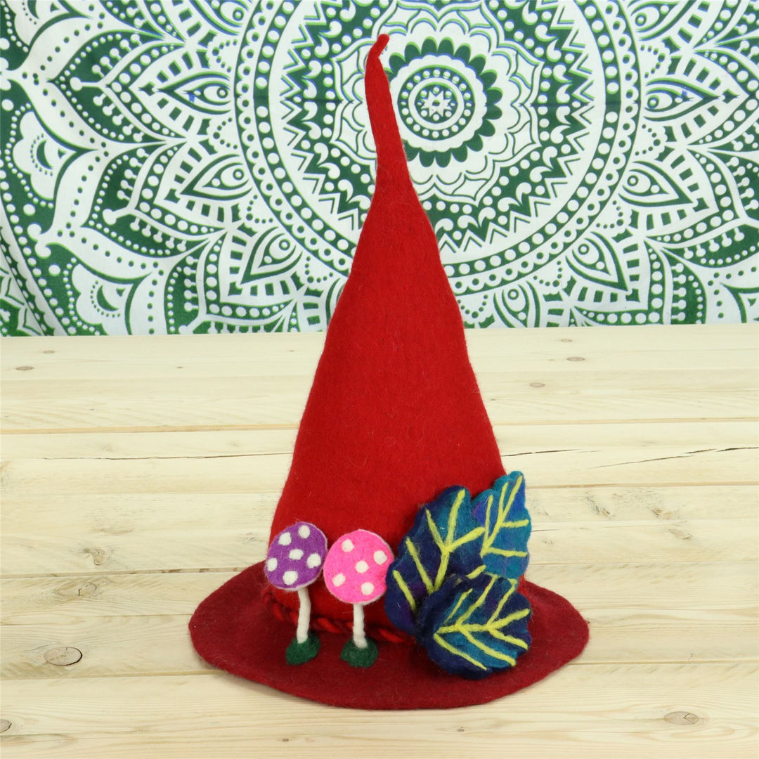 LoudElephant Handcrafted Wool Felt Hat from Nepal - Two Reds Woodland