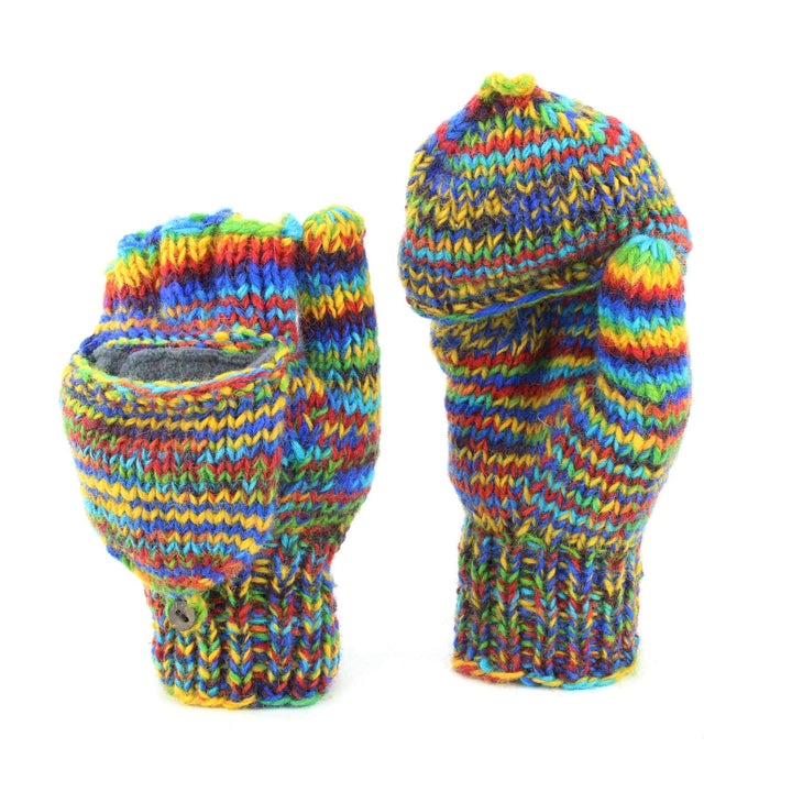 Hand Knitted Wool Shooter Gloves - SD Rainbow