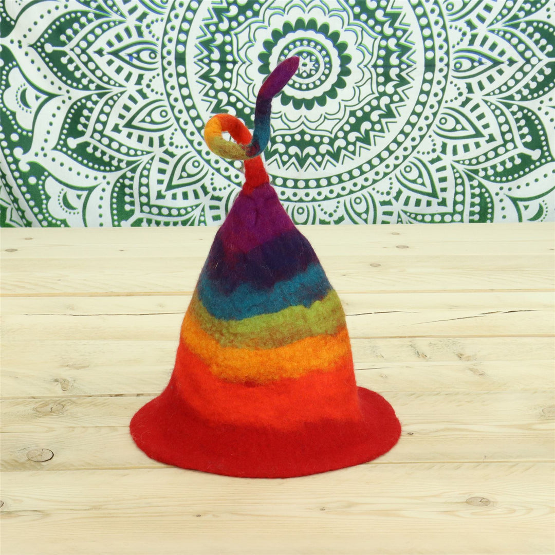 LoudElephant Handcrafted Wool Felt Hat from Nepal - Rainbow