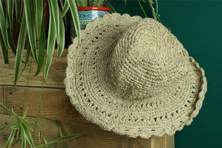 Hemp & Cotton Sun Hat - Crochet Natural