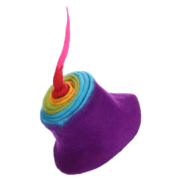 LoudElephant Handcrafted Wool Felt Hat from Nepal - Purple Rainbow