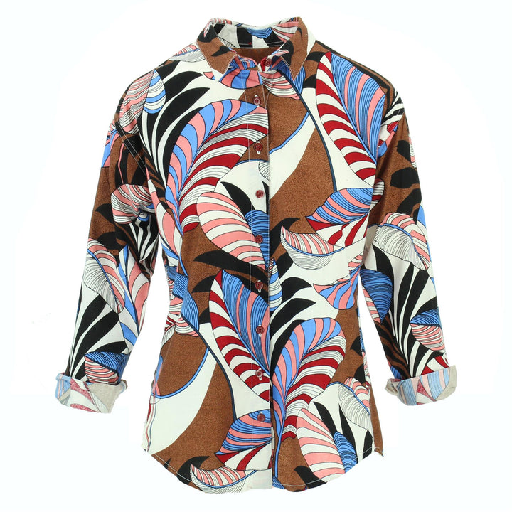 Classic Women's Shirt - Blue Tropical Leaf