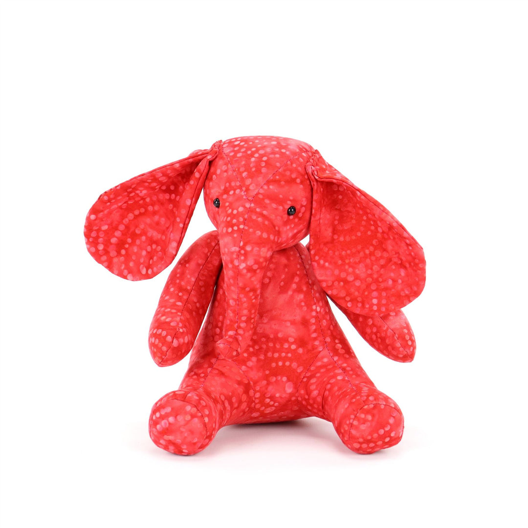 Batik Cotton Friendship Elephant - Red Dotty Spiral