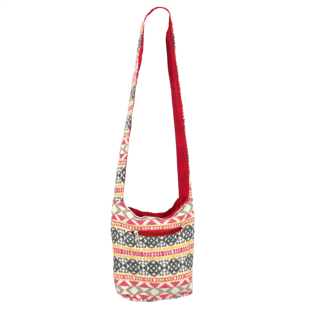 Cotton Canvas Sling Shoulder Bag - Pink